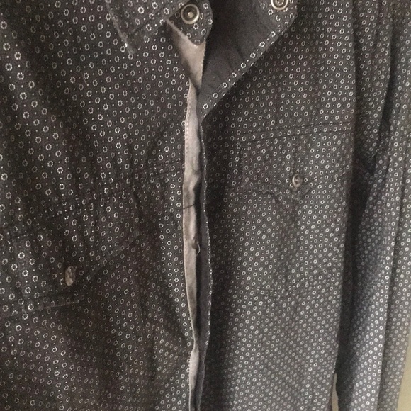 ProjekRaw navy/black patterned shoulder detail contrast cuff front pocket EUC - Picture 9 of 13